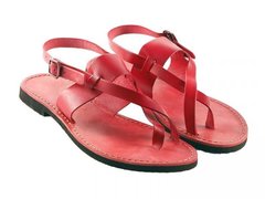 Sandale piele model Perla rosu